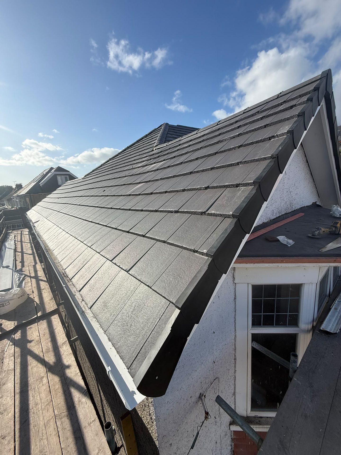 Roof works complete, full view